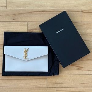 Saint Laurent Uptown Grain De Poudre Embossed Leather Pouch